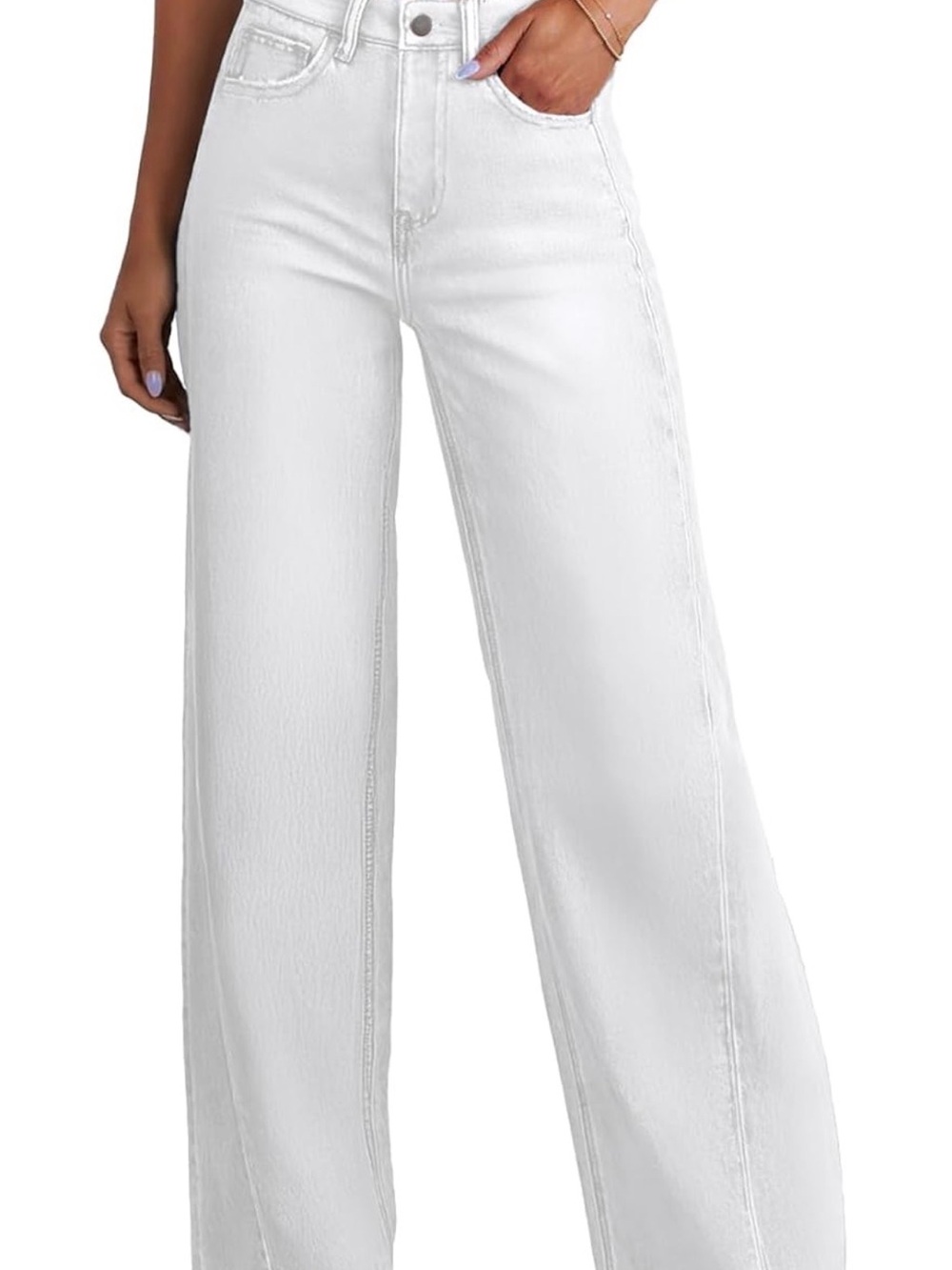 High-Rise Wide Leg Jeans in White
